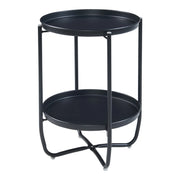 Tavolino da caffè consolle laterale con vassoi estraibili acciaio 58 x 40 cm nero 03_0010768