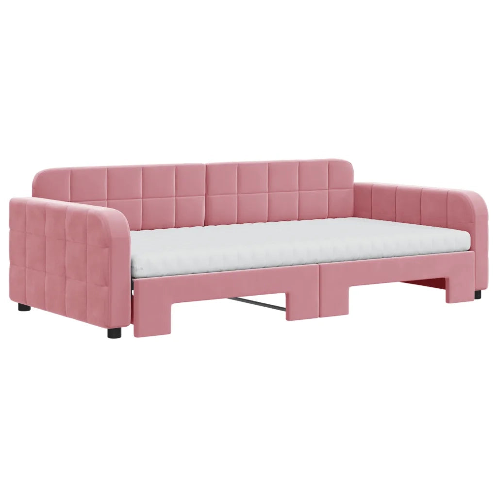Divano Letto Estraibile con Materassi Rosa 100x200 cm Velluto 3196963