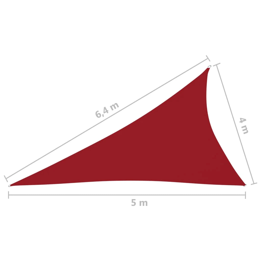 Vela ombreggiante triangolare in tessuto Oxford 4 x 5 x 6,4 m rosso 02_0009903