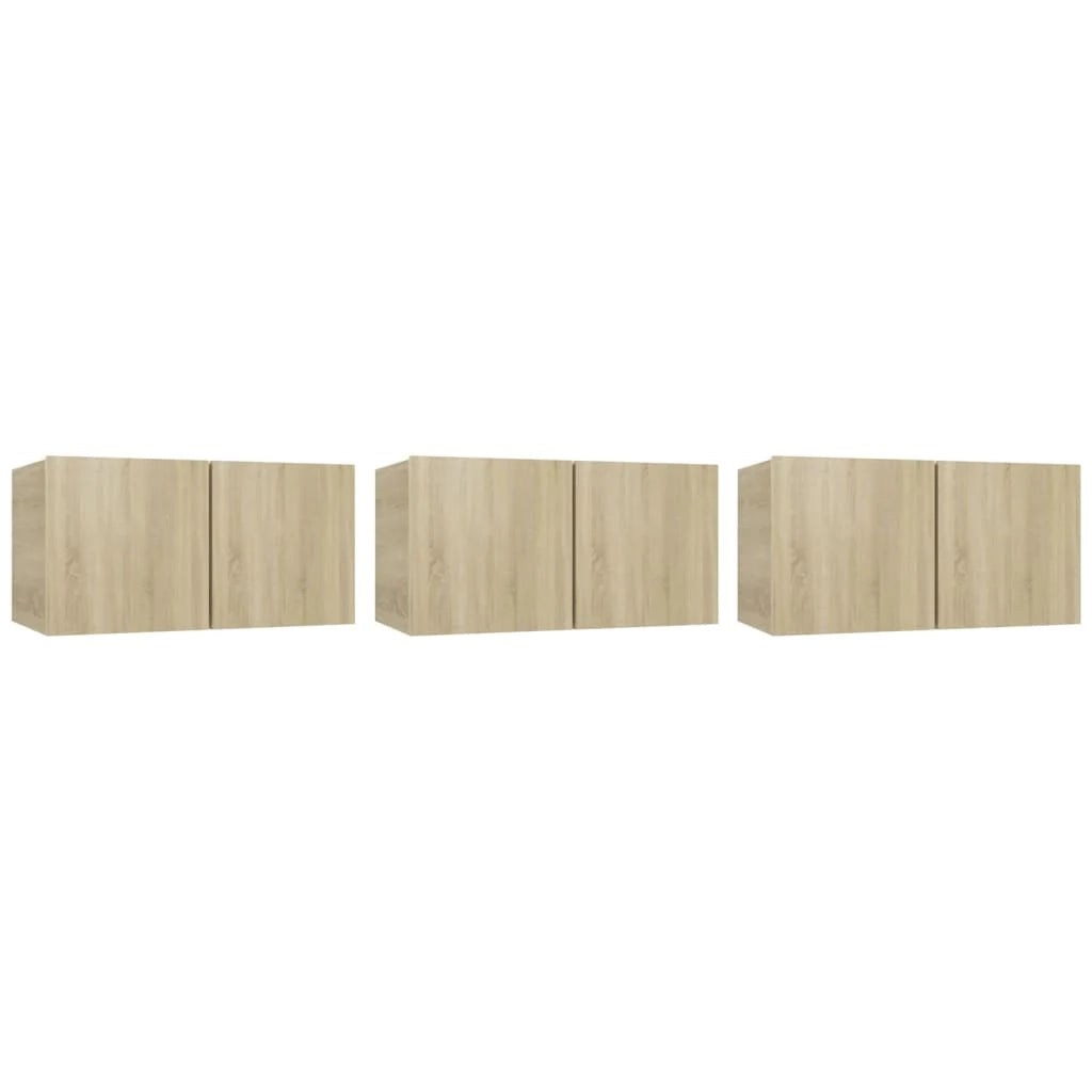 Mobile TV multimediale mensola TV credenza TV da parete 3 pezzi rovere Sonoma 60 x 30 x 30 cm marrone 02_0029194