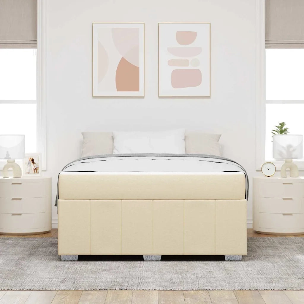 Struttura del letto con materasso Crema 140 x 200 cm Tessuto