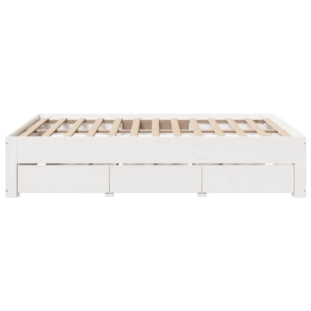 vidaXL Giroletto senza Materasso con Cassetti Bianco 150x200 cm Pino