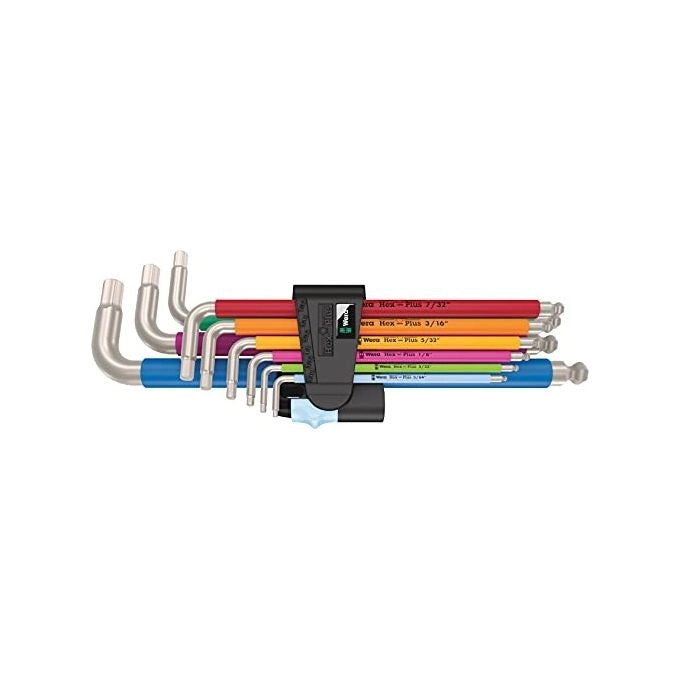 Wera 3950-9 Hex-Plus Multicolour Imperial Stainless Assortimento di Chiavi a L in Pollici Acciaio Inox 9 Pezzi