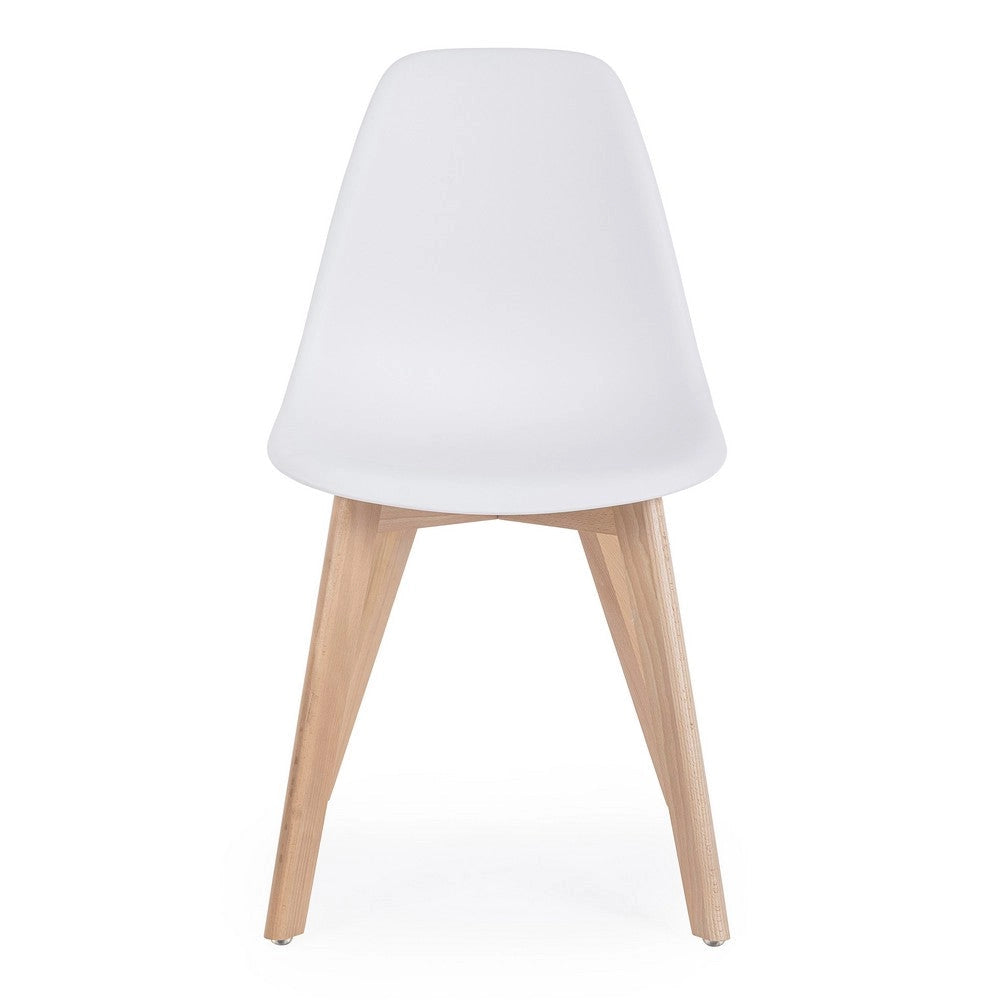 Set di 4 Sedie in Plastica con Gambe in Legno di Faggio Stile Nordico - JASMINE