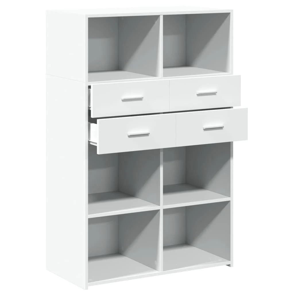 Buffet credenza cassettiera mobiletto mobile contenitore organizer cucina soggiorno salotto alto 80 x 42,5 x 124 cm legno ingegnerizzato bianco 02_0032773