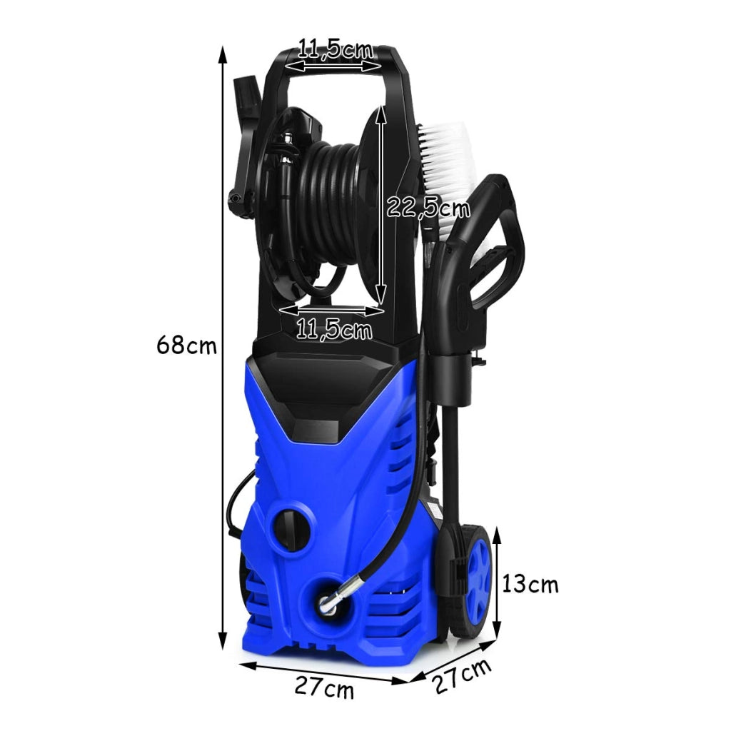 Idropulitrice con 2030 PSI, 5L / Min 1400 W Idropulitrice Portatile con Ugello Lotus e Ugello ad Alta Pressione, Cavi e Tubi Più lunghi, Adatto per La pulizia di Giardini, Auto,Case(blu)