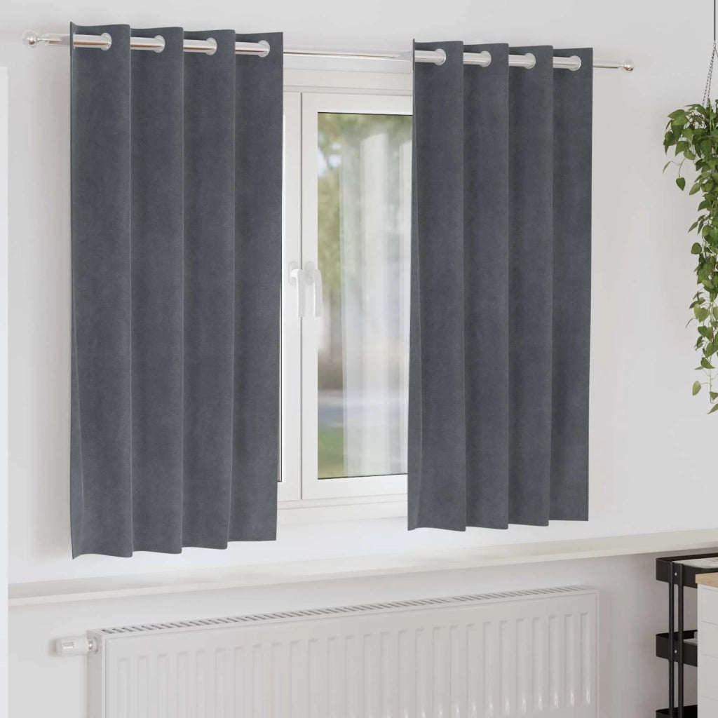 Tende oscuranti 2 pcs Grigio chiaro 140 x 175 cm Velluto 4107284