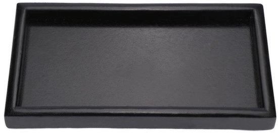 Piatto di Servizio in Legno - Antiscivolo - Nero - 22x12 cm - Multifunzionale per Tè/Frutti/Caffè
