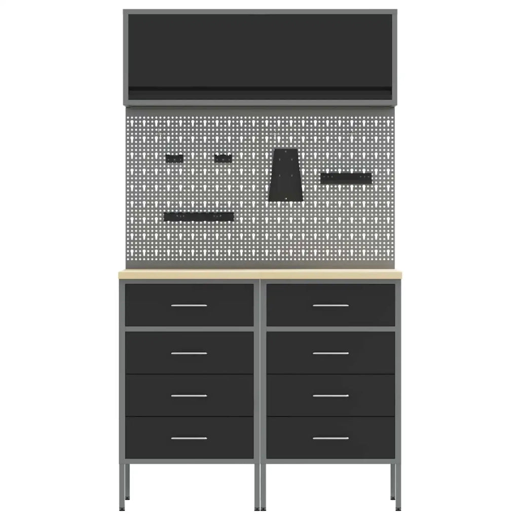 Set di mobili da lavoro con cassetto con lo scaffale 5 pcs Nero 3321422