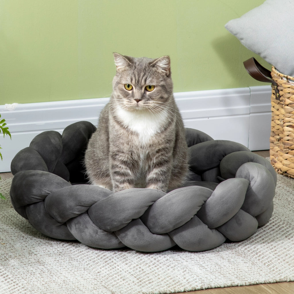 Letto per Cane Piccolo Lavabile con Cuscino e Corda in Cotone ¨C zephmum ¨C Grigio 55x55x14 cm