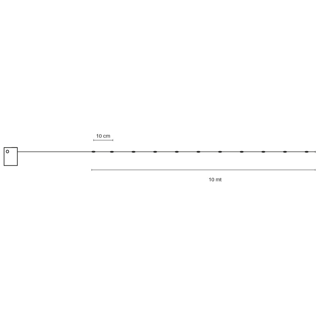Catena 100 micro led 10mt filo rame batteria da esterno luce calda Telecomando