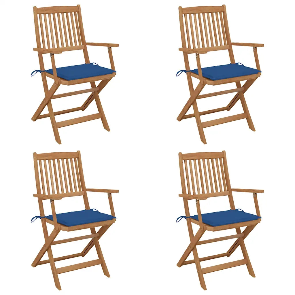 Sedie da Giardino Pieghevoli 4 pz con Cuscini Massello Acacia cod mxl 7748