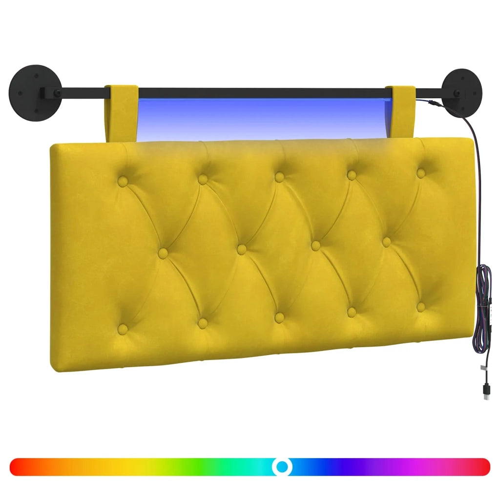 Testiera sospesa Con luce LED Giallo Velluto