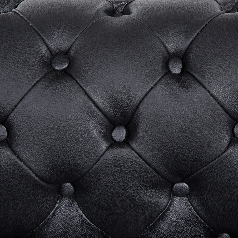 Poltrona Chesterfield nera Vera Pelle trapuntata in stile Contemporaneo