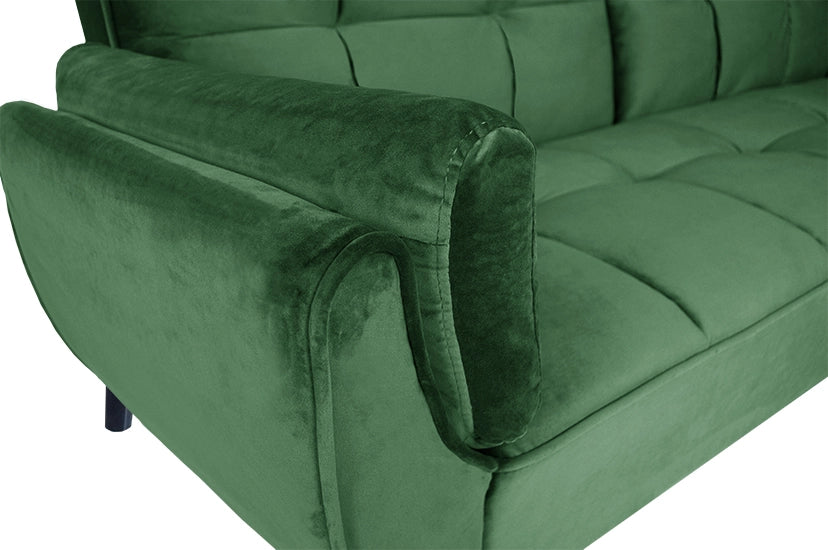 Divano letto clic clac in velluto verde scuro piede nero divano 3 posti - Ambra - DL-AM30VLT-PLN