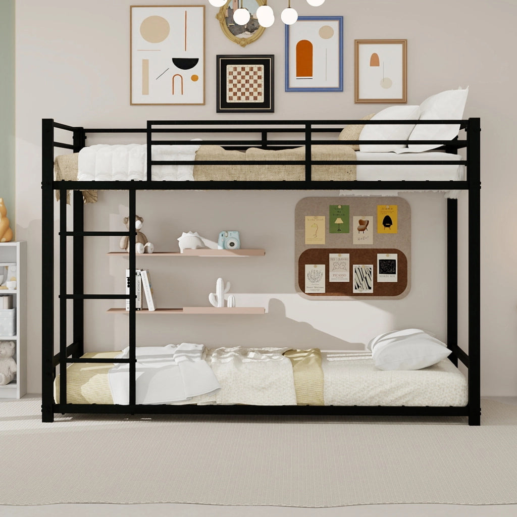 Letto a castello con due letti singoli ferro nero 98x197 cm