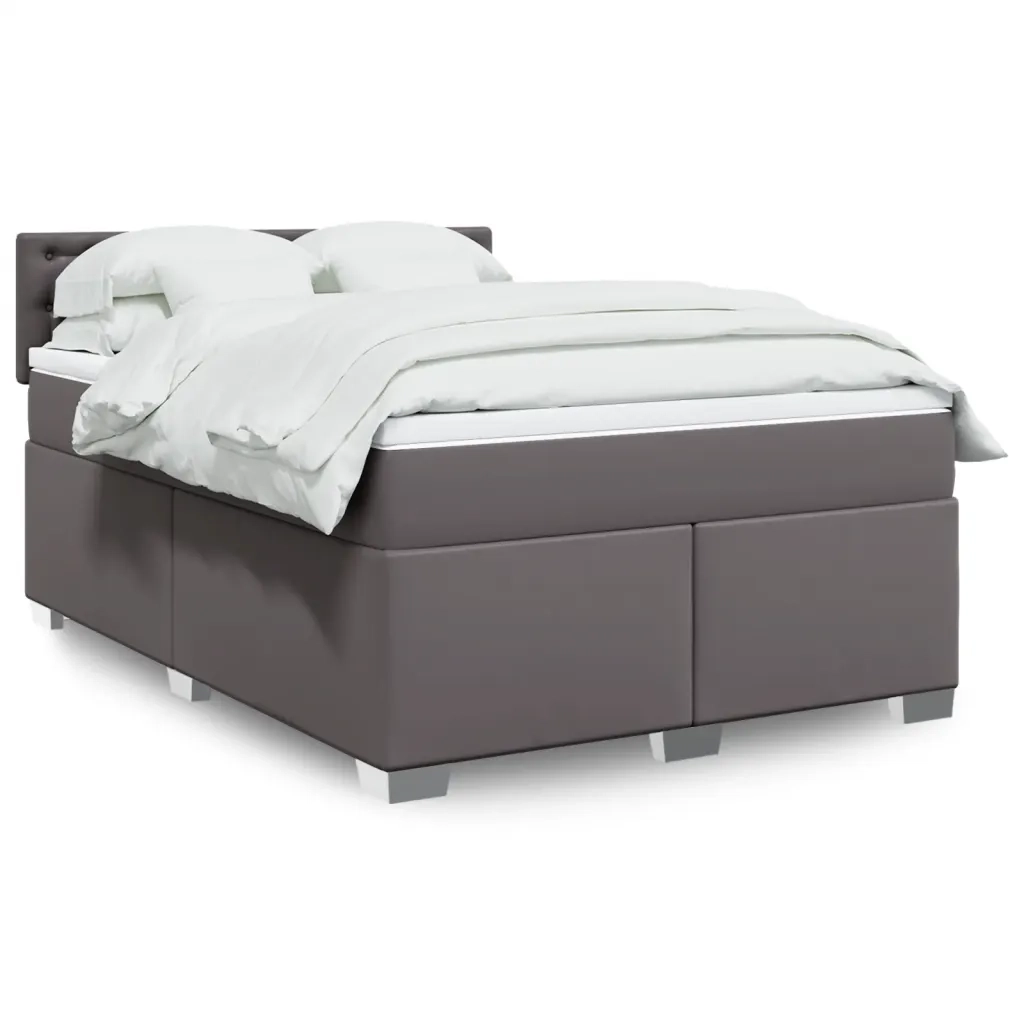 Giroletto a Molle con Materasso Grigio 140x200 cm in Similpelle