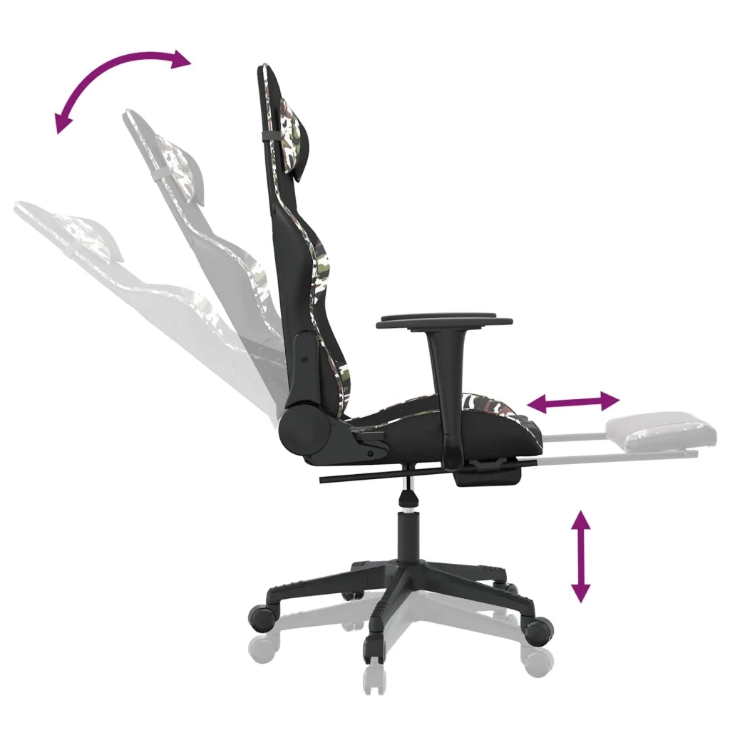 Sedia da Gaming con Poggiapiedi Nero e Mimetico in Similpelle cod mxl 73320