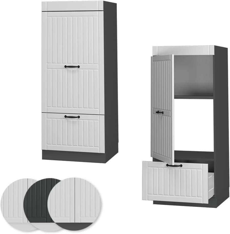 Mobile cucina microonde Fame-Line, Bianco casa di campagna, 60 cm, per la combinazione con altri moduli della serie Fame-Line