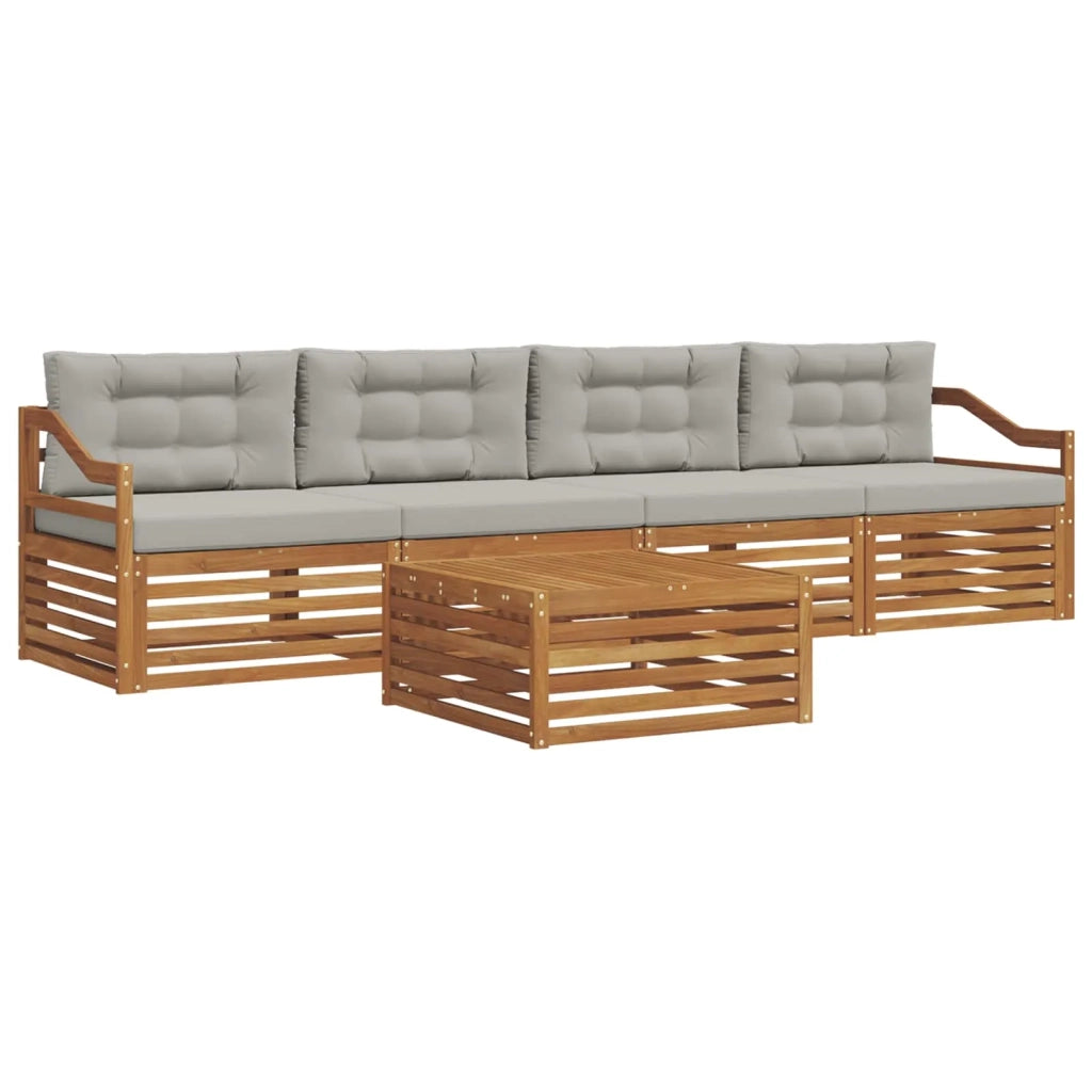 Set di divani da esterno 5 pcs Grigio Naturale e Chiaro 3372996
