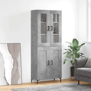 Credenza-Buffet-Armadio da cucina Grigio Cemento 69,5x34x180 cm in Legno Multistrato 767239