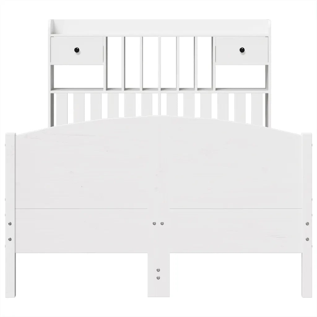 Letto Libreria senza Materasso Bianco 135x190 cm Legno di Pino 3323153
