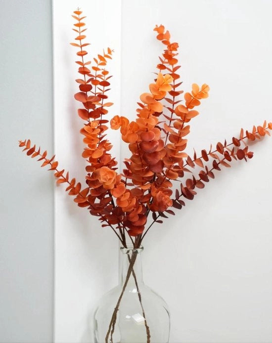 Decorative Fagus Branches Set of 3, 80 cm Long - Artificial Eucalyptus Autumn Branches - Decorative Branches for Autumn Decoration - Artificial Plants for Home - Festival and Halloween Table Decoration - Thanksgiving