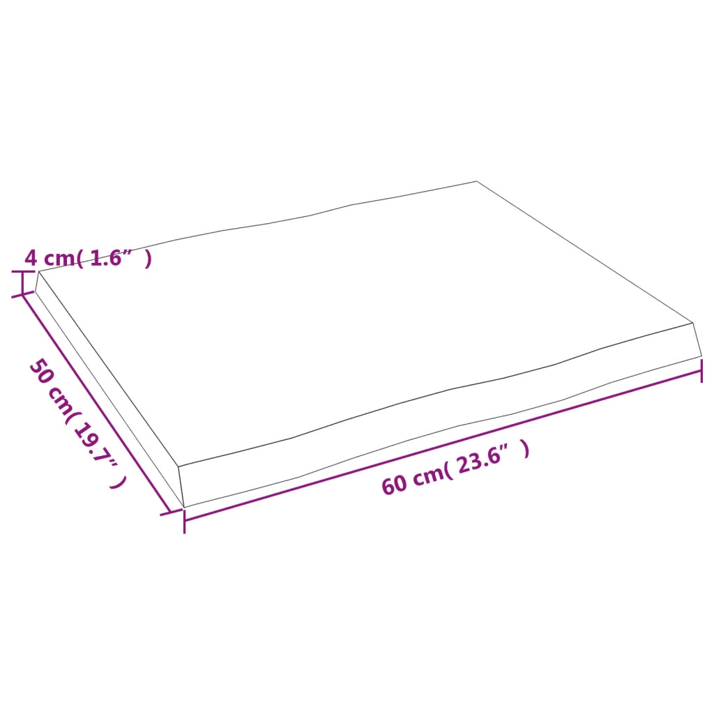 Piano Tavolo Marrone Chiaro 60x50x(2-4) cm Rovere Non Trattato 363933