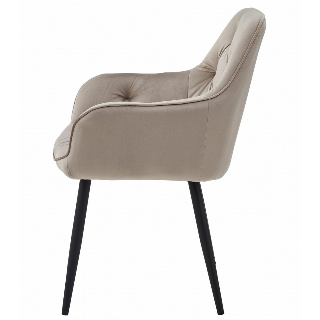 Set di 2 sedie Jork in velluto beige scuro e metallo