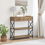 Tavolo Consolle con cassetto rovere artigianale 75 x 28 x 75 cm 863536