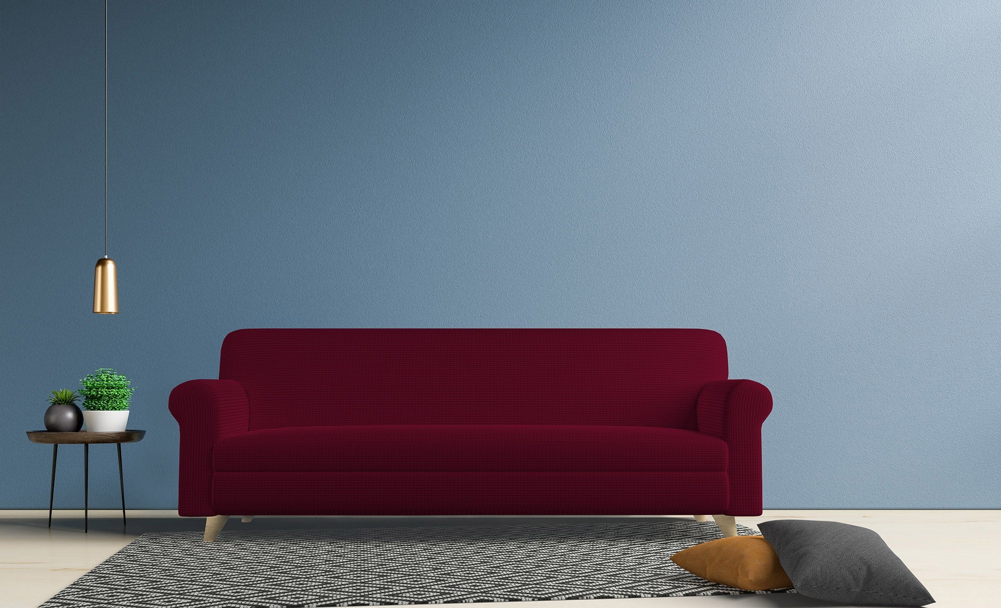 Copridivano Elasticizzato 2 Posti in Poliestere Leslie Bordeaux