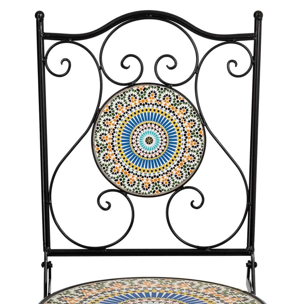Set tavolo e due sedie in mosaico Arancione e ferro battuto