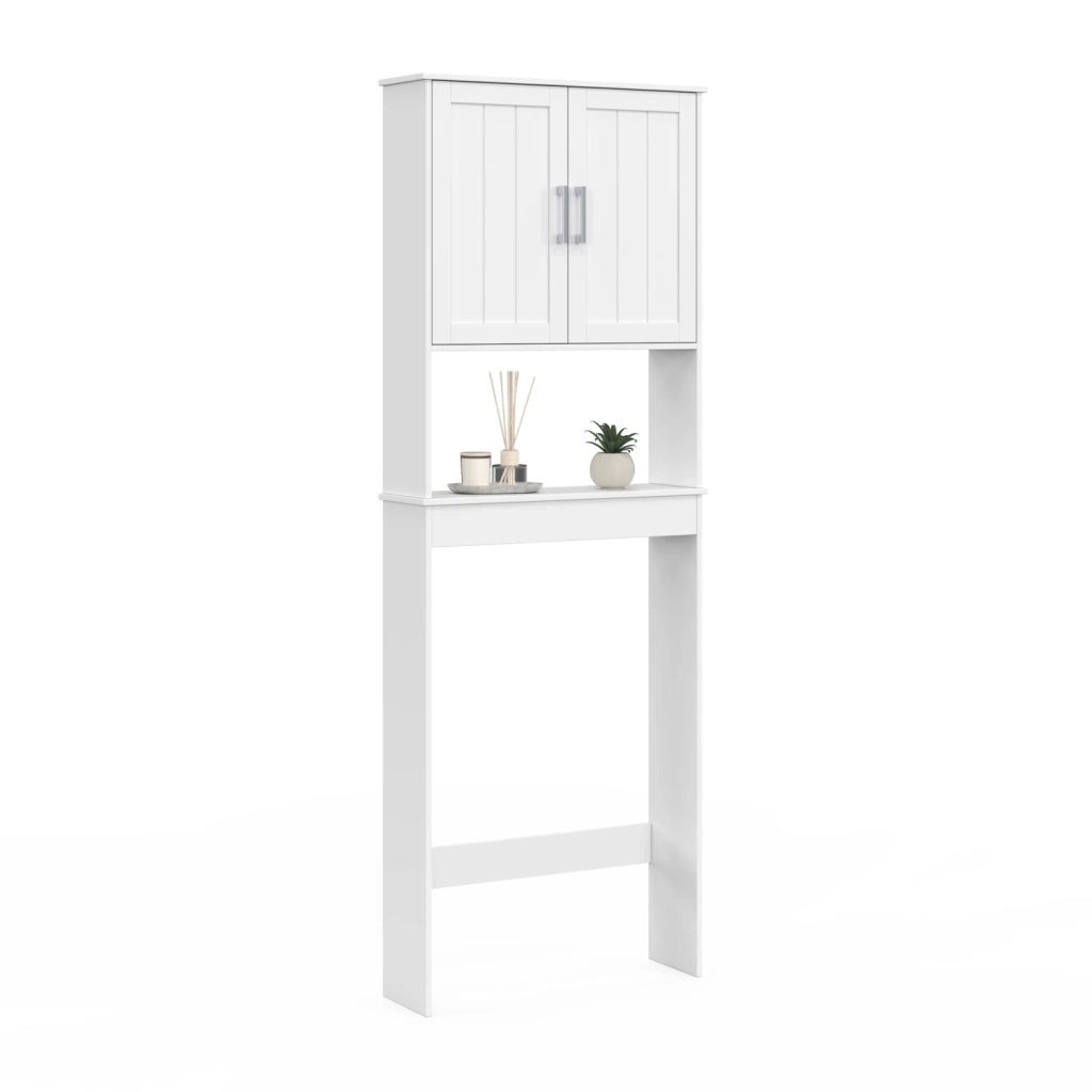 IDMarket - Armadio a scaffale WALDO sopra il WC in legno bianco