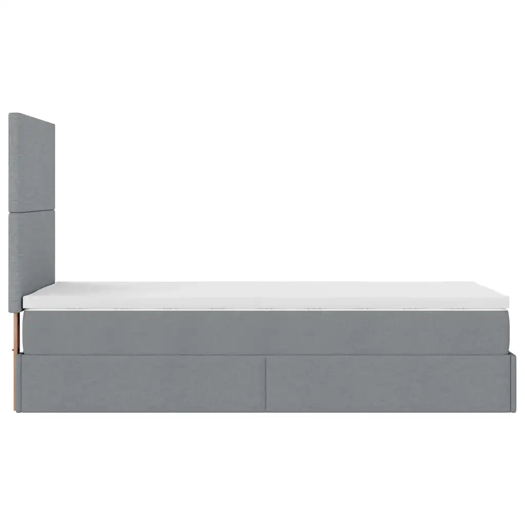 Pouf Letto con Materasso Grigio Chiaro 90x200 cm in Tessuto 3313043