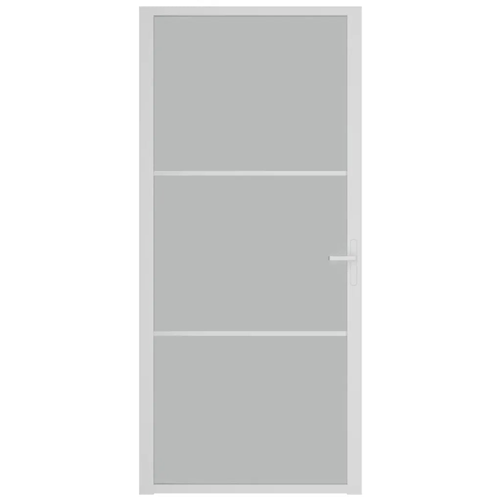 Porta Interna 93x201,5 cm Bianco Opaco Vetro e Alluminio cod mxl 67211