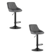 Sgabello girevole Valora DAKA in velluto grigio con base nera e poggiapiedi x2