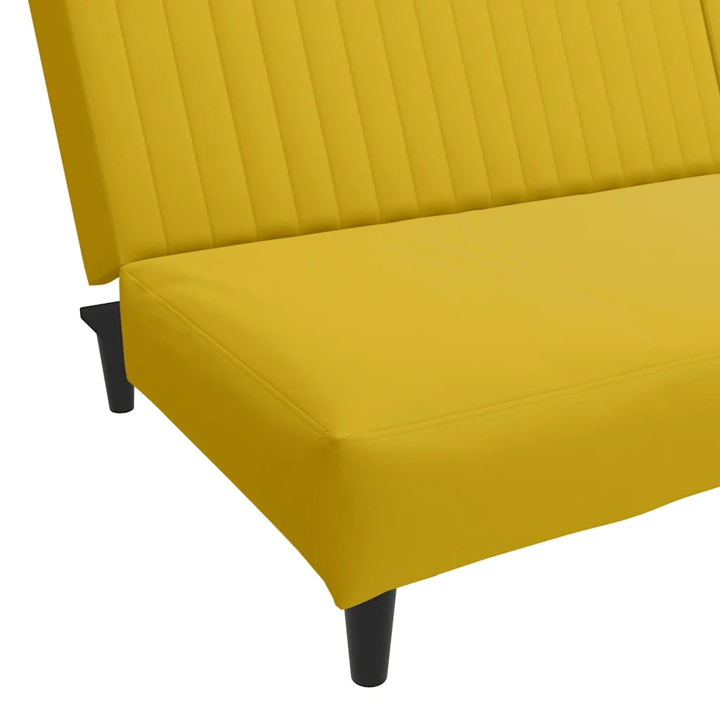 Divano Letto a 2 Posti Giallo in Velluto 375933
