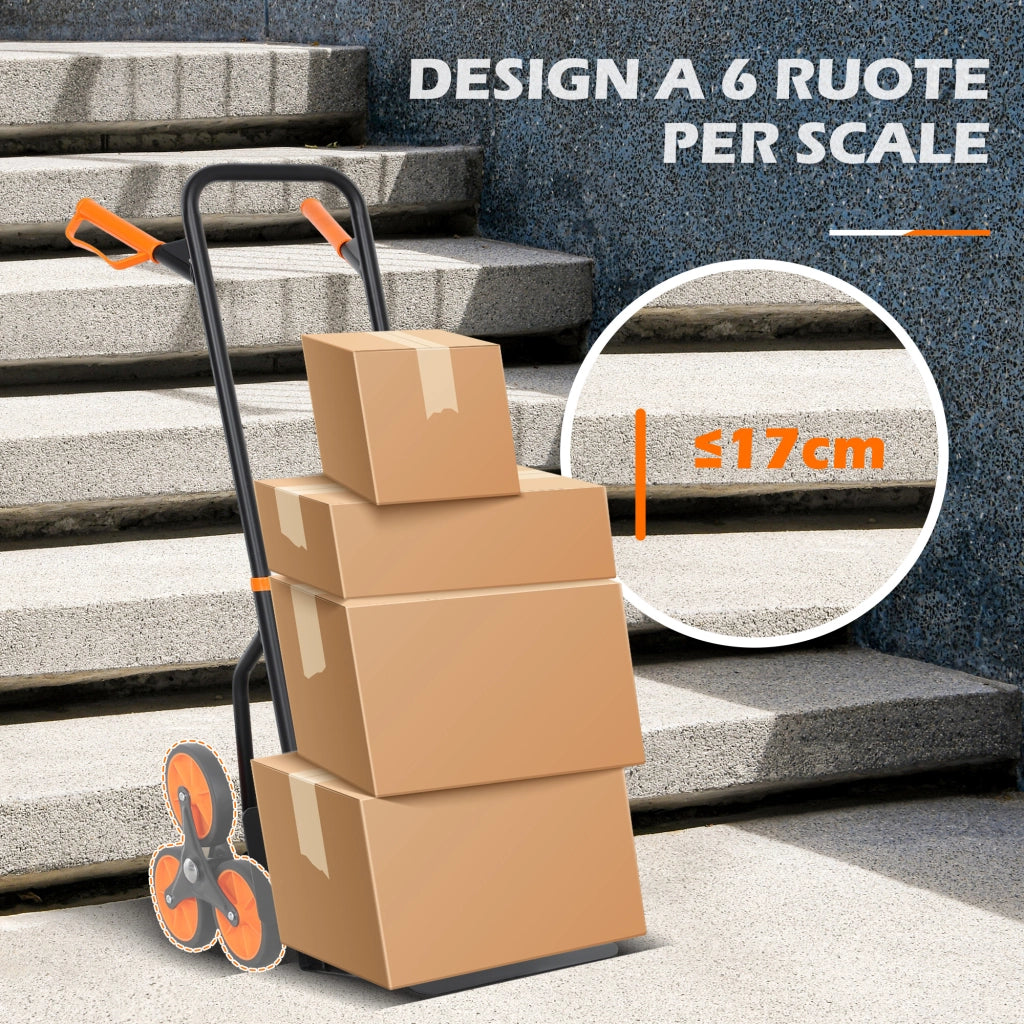 Carrello Portapacchi Pieghevole 6 Ruote ¨C zephmum ¨C Acciaio, Arancione, Portata 120kg