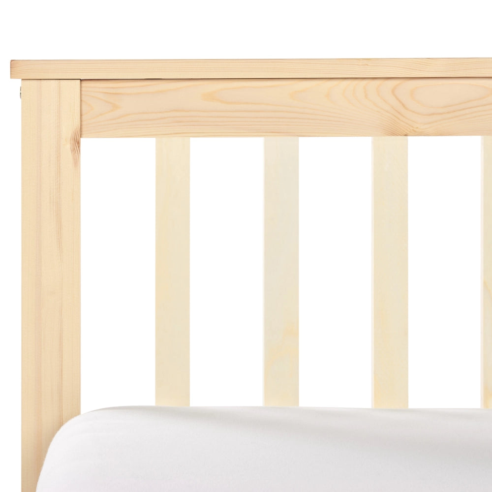 Letto in legno di pino chiaro Dimensioni singole 90 x 200 Testiera a doghe minimalista