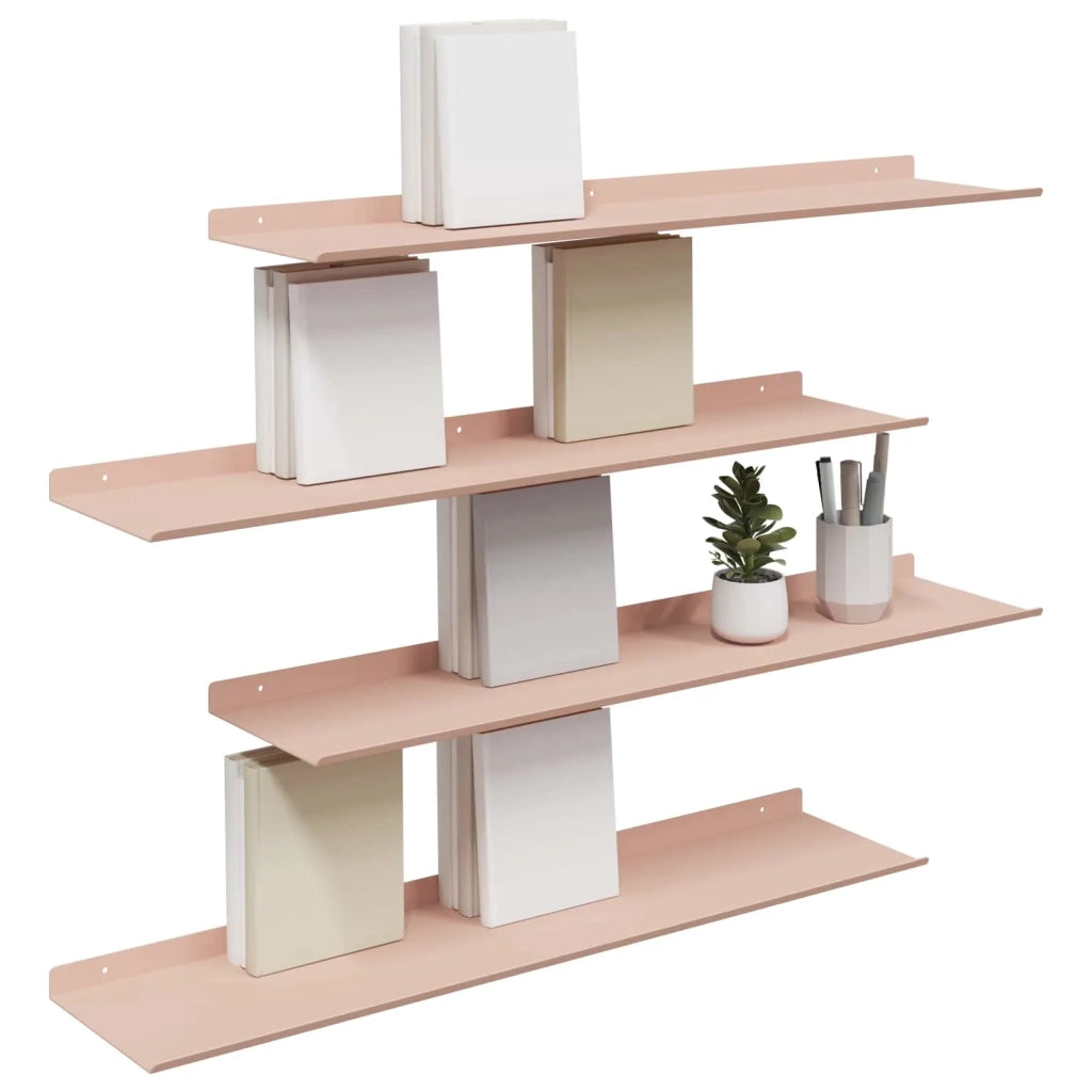 Mensola sospesa 4 pcs Rosa 80 x 18 x 2,5 cm Acciaio