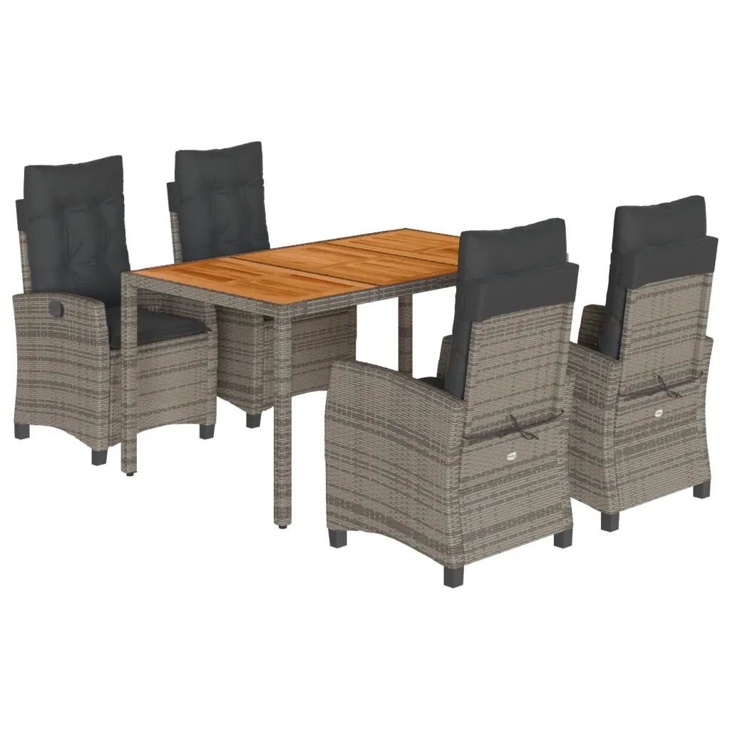Set da Pranzo da Giardino 5 pz con Cuscini in Polyrattan Grigio 3212674
