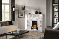 Camino Elettrico da Pavimento 112x115x30 cm Effetto Fiamma 2000W Amsterdam & Galileo Silver Noce