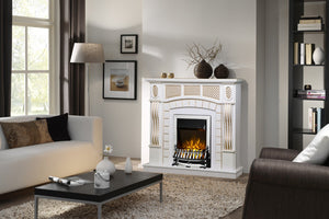 Camino Elettrico da Pavimento 112x115x30 cm Effetto Fiamma 2000W Amsterdam & Galileo Silver Noce