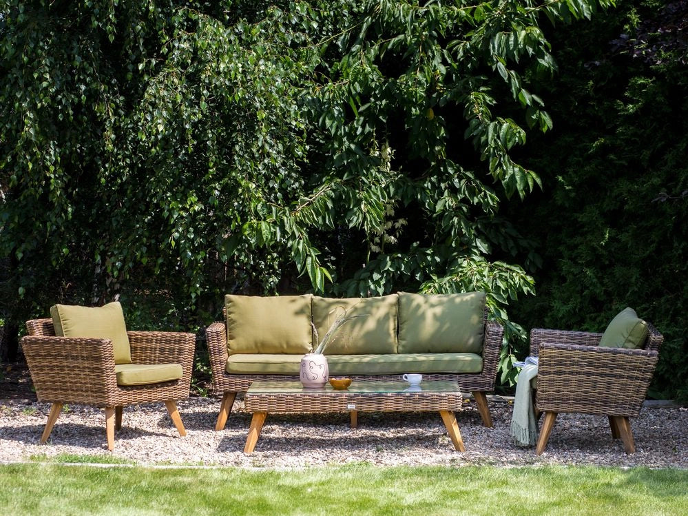 Set di copricuscini XL per giardino verde oliva resistente ai raggi UV e con cerniera.