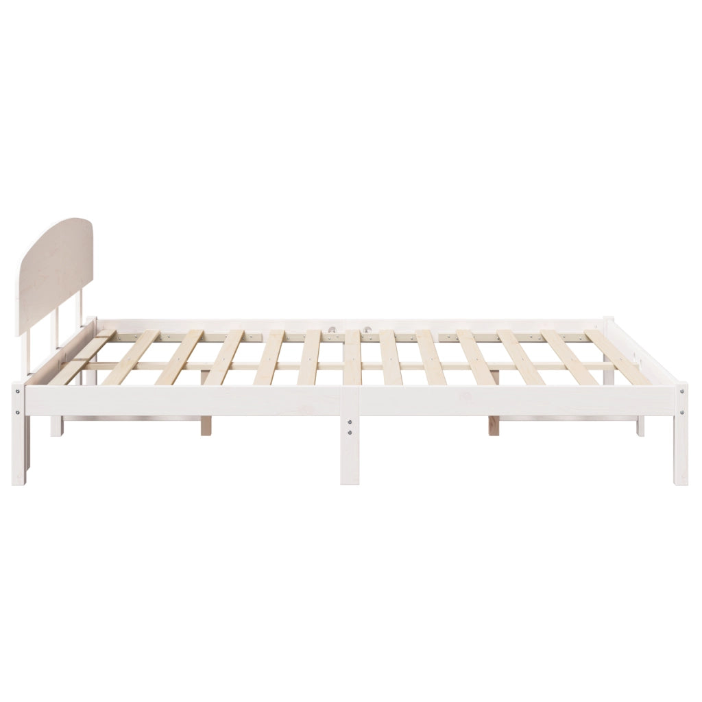 Struttura letto con testiera bianca 140x200 cm legno massello in pino