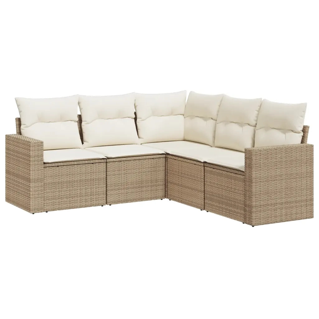 Set Divano da Giardino 5 pz con Cuscini Beige in Polyrattan 3251285