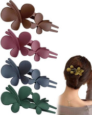 Spilla per capelli in forma di farfalla per donne e ragazze - Set da 4 - Dimensione grande - Materiale mat - Accessori per capelli