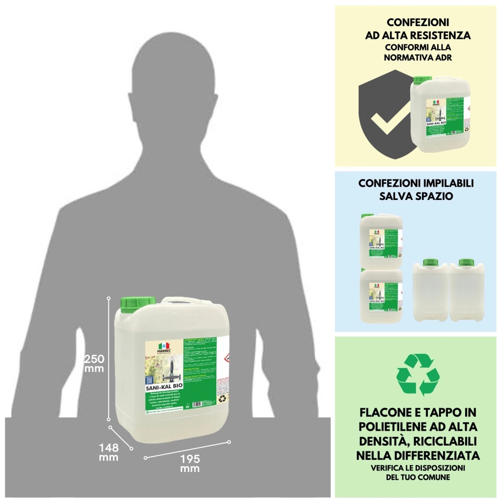 Detergente anticalcare delicato, pulizia efficace e brillantezza duratura Marbec SANI-KAL BIO - 5LT