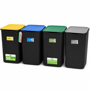 Set 4 Pattumiere Bidoni Raccolta Differenziata Spazzatura da 50 L 37.5x36x62 cm