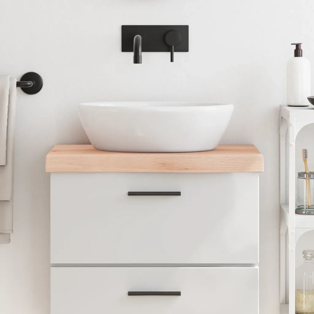 Piano Bagno 60x40x(2-6) cm in Legno Massello Non Trattato